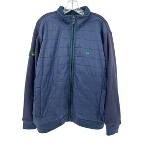 Ferrioni Group Concept Navy Blue Hybrid Quilted Puffer Fleece Jacket Mens Large